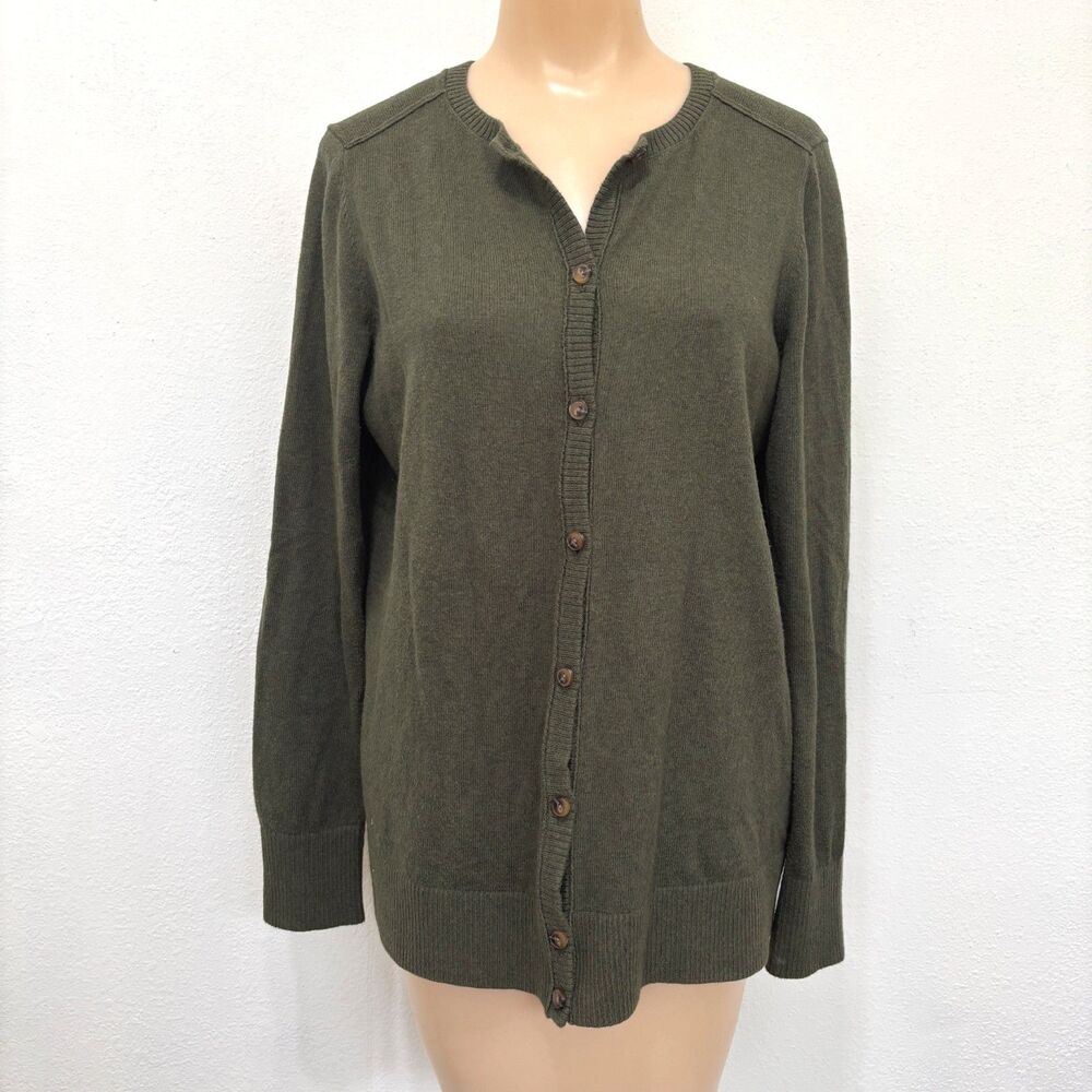 LL Bean Womens Earthy Granola Cardigan Small Cotton Cashmere Preppy Capsule